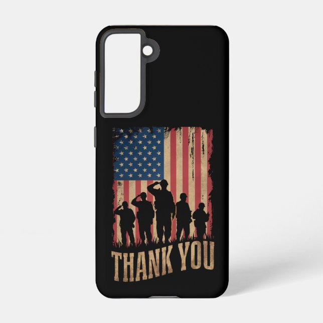 Coque Samsung Galaxy Merci Anciens Combattants Jour Américain Drapeau V (Verso)