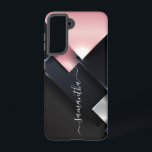 Coque Samsung Galaxy Métal 3-D  Monogramme  Carrés Roses Noirs<br><div class="desc">La conception est une photo et les étuis ne sont pas fabriqués avec des paillettes, des sequins, des métaux ou des bois réels. Cette conception est également disponible pour d'autres modèles de téléphones. Choisissez le type d'appareil pour voir d'autres étuis pour iPhone, Samsung Galaxy ou Google. Certains styles peuvent être...</div>