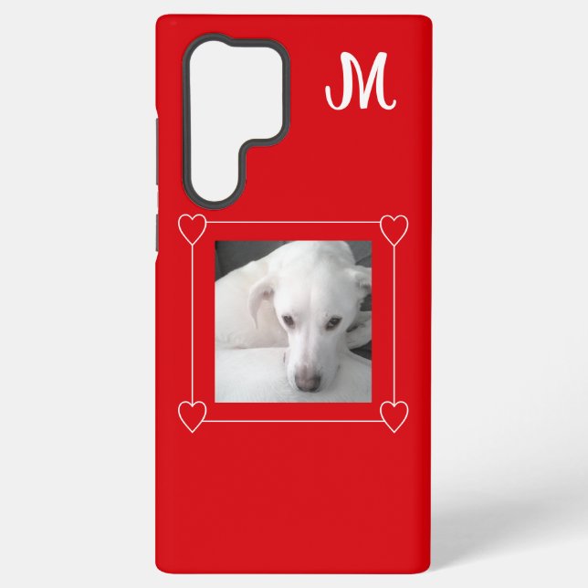 Coque Samsung Galaxy Mignet Un Photo Chien Simple Initial Rouge (Verso)
