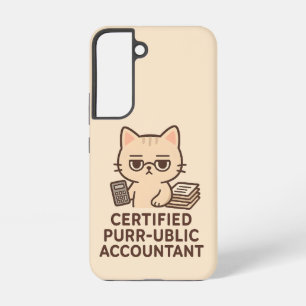 Coque Samsung Galaxy Mignon Chat Kawaii Expert-Comptable Certifié Drôle