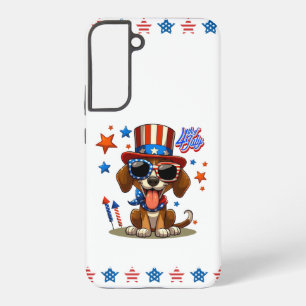 Coque Samsung Galaxy Mignon chien/chiennet patriotique du 4 juillet