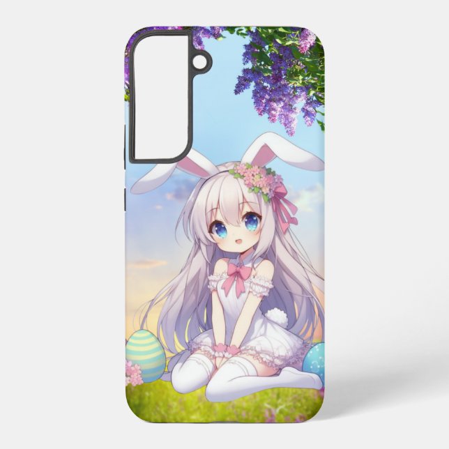 Coque Samsung Galaxy mignon, lapin anime printemps/Pâques (Verso)