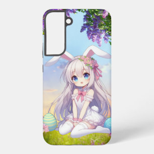 Coque Samsung Galaxy mignon, lapin d'anime de printemps/Pâques