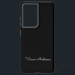 Coque Samsung Galaxy Mini-minimaliste moderne moderne Script noir Nom p<br><div class="desc">Un design simple et élégant de typographie de nom personnalisé dans une police de script décontracté en noir et blanc monochromatique frappant. L'article parfait pour le minimaliste. Un cadeau ou accessoire sur mesure tendance pour toute occasion. Debra Valencia, une visionnaire artiste motif de surface, créatrice de produits et entrepreneure passionnée...</div>