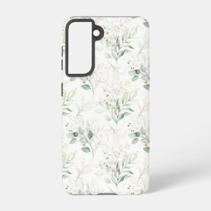 Coque Samsung Galaxy Mint Green Pastel Floral Greenery Motif