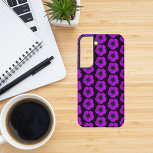 Coque Samsung Galaxy Modèle floral de géranium violet sur noir