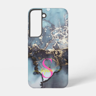Coque Samsung Galaxy modern black and white marble monogram
