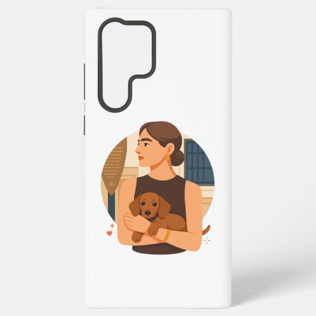 Coque Samsung Galaxy Modern Dog Mom Aesthetic With Cute Puppy (Verso)