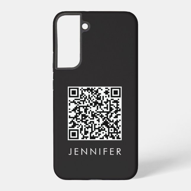Coque Samsung Galaxy Modern Minimalist Black Executive QR Code Monogram (Verso)