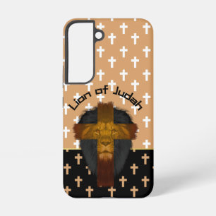Coque Samsung Galaxy Moderne Beige Noir Blanc Croix Lion de Juda