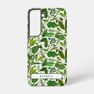 Coque Samsung Galaxy Moderne Monogramme Botanique Vert