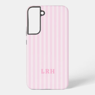 Coque Samsung Galaxy Monogramme aspect vintage rayé rose doux