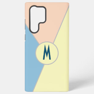 Coque Samsung Galaxy Monogramme Bleu rose jaune pastel Bloc de couleur