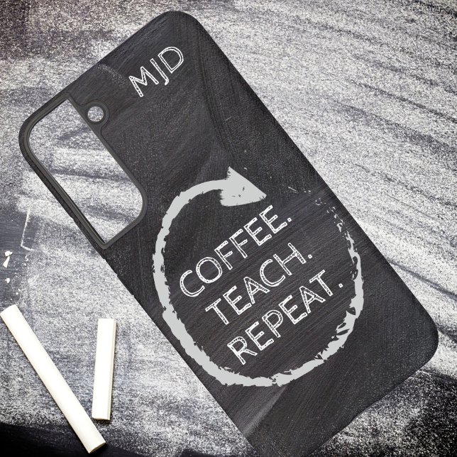 Coque Samsung Galaxy Monogramme Café Tableau Noir Enseigner Répéter (Créateur téléchargé)