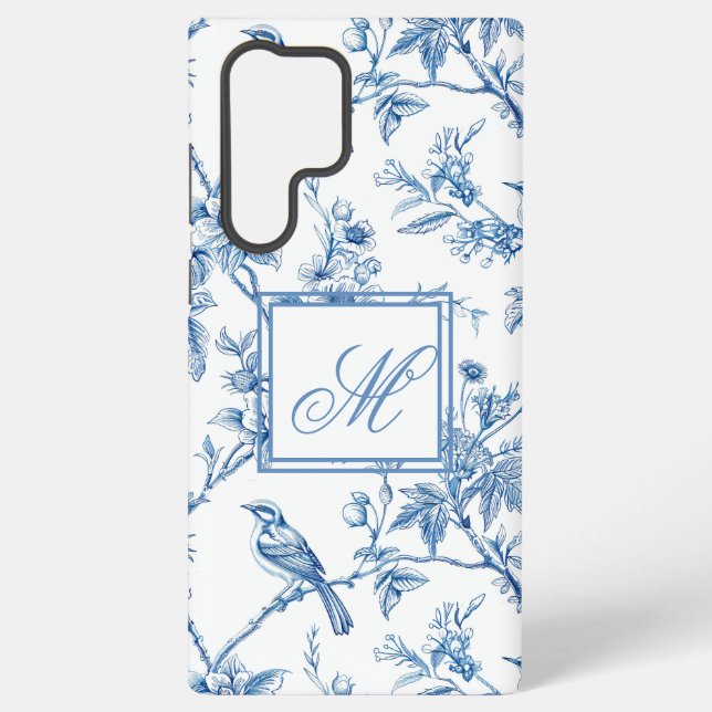 Coque Samsung Galaxy Monogramme de chinoiserie bleu et blanc  (Verso)