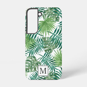 Coque Samsung Galaxy Monogramme de feuilles de palmier botanique vert é