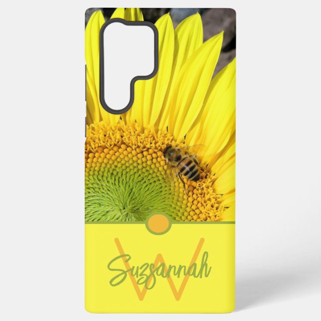 Coque Samsung Galaxy Monogramme de lettre initiale d'abeille sur tourne (Verso)