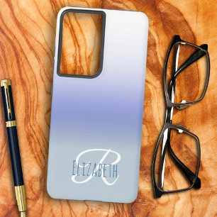 Coque Samsung Galaxy Monogramme de lettre initiale ombré bleu pastel