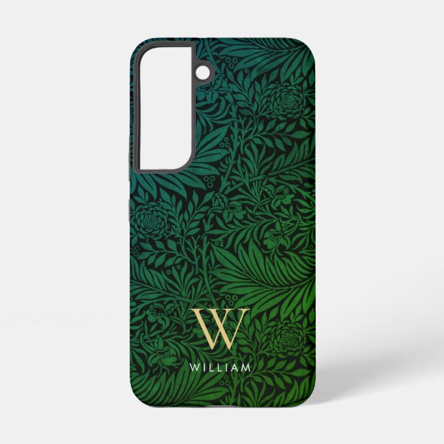 Coque Samsung Galaxy Monogramme de motif botanique boho vert élégant (Verso)