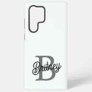 Coque Samsung Galaxy Monogramme de nom élégant moderne Script gris noi