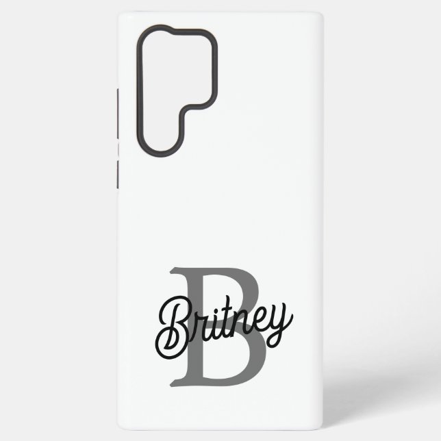 Coque Samsung Galaxy Monogramme de nom élégant moderne  Script gris noi (Verso)