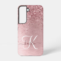 Monogramme de nom pailleté en métal brossé rose te