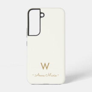 Coque Samsung Galaxy Monogramme de script d'or ivoire moderne