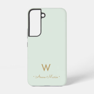 Coque Samsung Galaxy Monogramme de style moderne vert sauge or