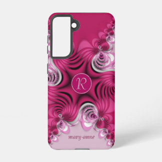 Coque Samsung Galaxy Monogramme des torsades roses fractales