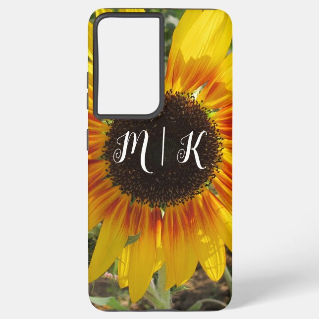 Coque Samsung Galaxy Monogramme du champ de tournesol d'été dynamique (Verso)