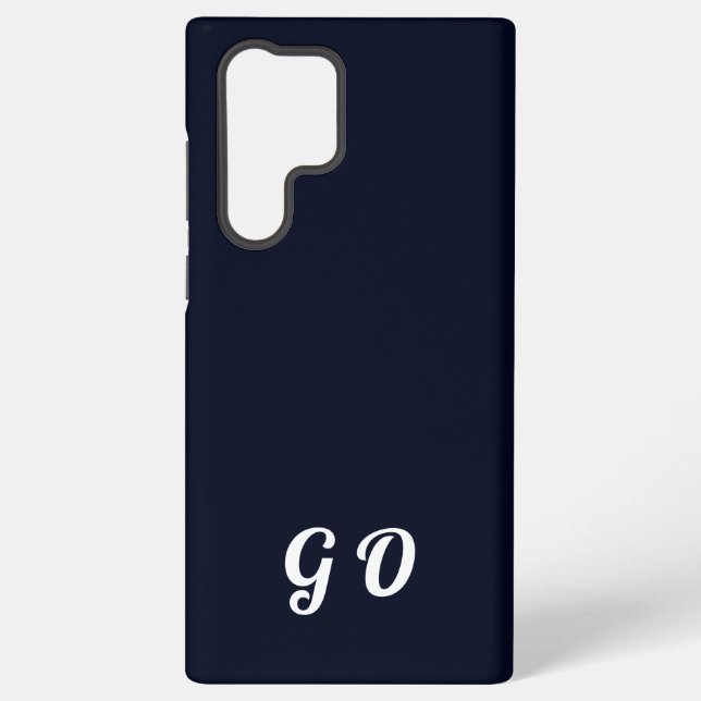 Coque Samsung Galaxy Monogramme Élégant Initial Bleu Foncé  (Verso)