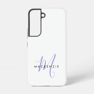 Coque Samsung Galaxy Monogramme élégant moderne blanc lavande écriture