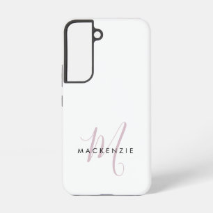 Coque Samsung Galaxy Monogramme élégant moderne blanc rose blush écritu