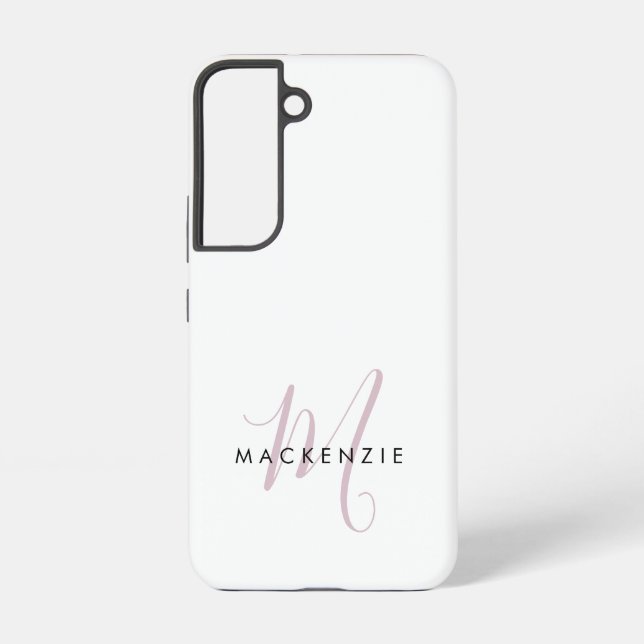 Coque Samsung Galaxy Monogramme élégant moderne blanc rose blush écritu (Verso)