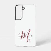 Monogramme élégant moderne blanc rouge script 