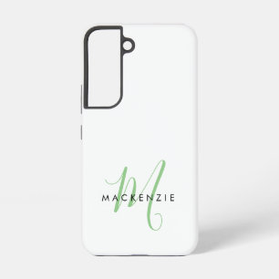Coque Samsung Galaxy Monogramme élégant moderne blanc vert écriture