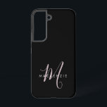 Coque Samsung Galaxy Monogramme élégant moderne noir rose blush écritur<br><div class="desc">Étui de téléphone Monogramme élégant moderne noir rose blush écriture. Un monogramme élégant rose blush écriture associé à une police sans empattements blanche épurée donne un look contemporain.</div>
