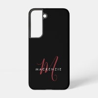 Monogramme élégant moderne noir rouge script
