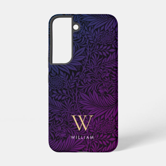 Coque Samsung Galaxy Monogramme élégant motif botanique boho violet (Verso)