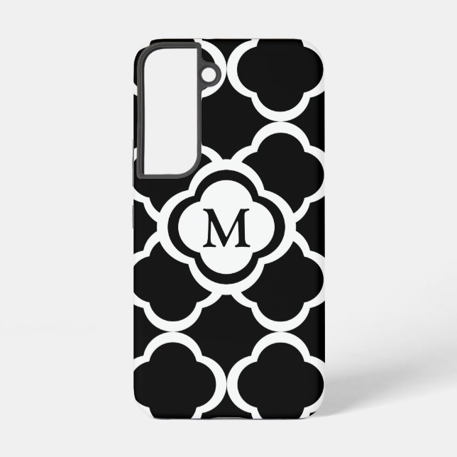 Coque Samsung Galaxy Monogramme élégant noir et blanc (Verso)