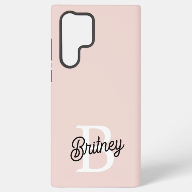 Coque Samsung Galaxy Monogramme et nom personnalisé moderne Pastel Pink (Verso)