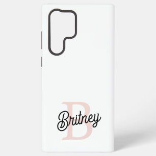 Coque Samsung Galaxy Monogramme et nom personnalisé moderne Pastel Pink