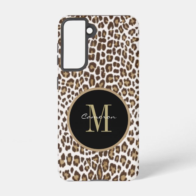 Coque Samsung Galaxy Monogramme initial et nom en or sur cadeau noir (Verso)