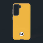Coque Samsung Galaxy Monogramme jaune moutarde moderne<br><div class="desc">Design monogramme classique moderne avec un médaillon monogramme noir et blanc sur un arrière - plan jaune moutarde à la mode.</div>