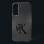 Coque Samsung Galaxy Monogramme K de luxe sur gris foncé<br><div class="desc">Design monochromatique à la lettre de luxe K - en noir sur un arrière - plan gris foncé. Toutes les lettres sont disponibles sur demande.</div>