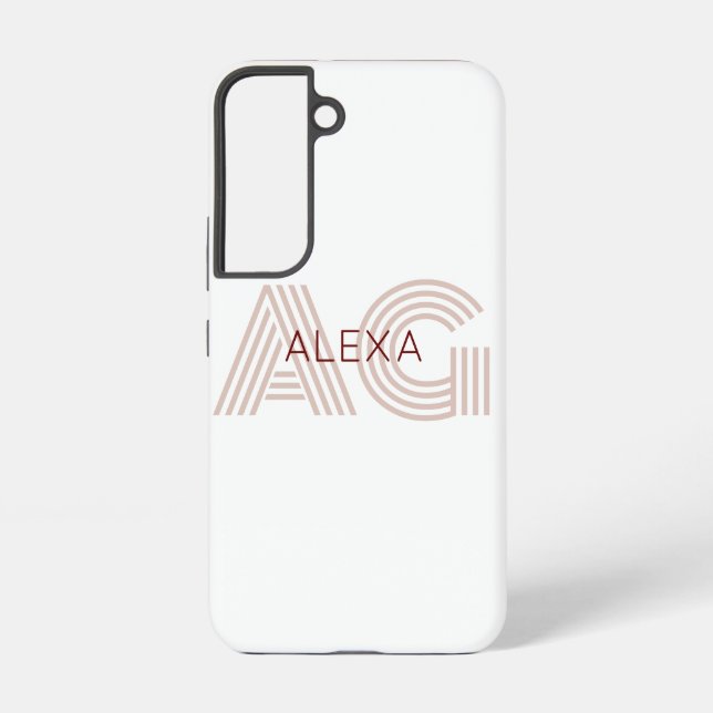 Coque Samsung Galaxy Monogramme moderne beige et vin (Verso)