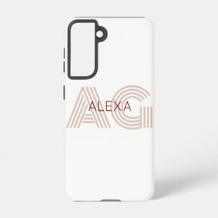 Coque Samsung Galaxy Monogramme moderne beige et vin