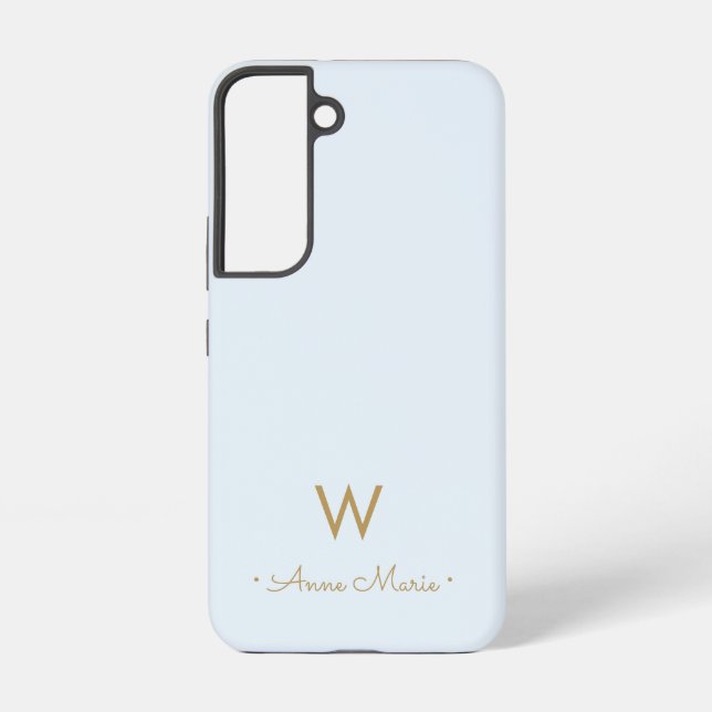Coque Samsung Galaxy Monogramme Moderne en Écriture Manuscrite Or Bleu  (Verso)
