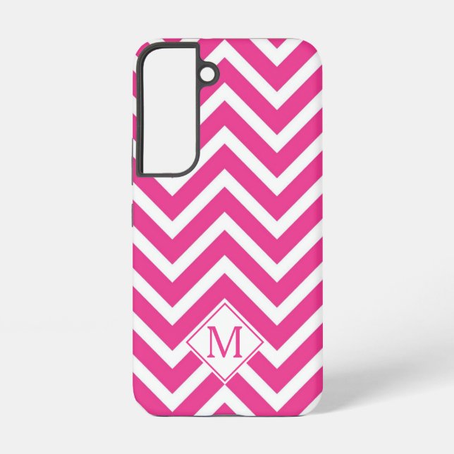 Coque Samsung Galaxy Monogramme Moderne Rayures Chevron Rose (Verso)