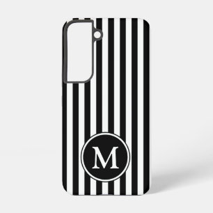 Coque Samsung Galaxy Monogramme Moderne Rayures Noir Et Blanc